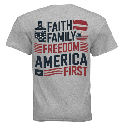 Faith Family Freedom T-Shirt - Christian Patriotic Values Apparel | USA Cotton Tee - T-ShirtMy Store