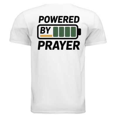 Powered by Prayer Men's T-Shirt - Christian Faith Apparel | Inspirational Soft Cotton Tee - T-ShirtAmerica First