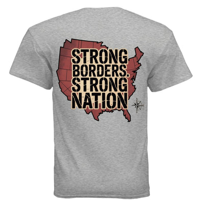 Strong Borders, Strong Nation T-Shirt - Patriotic Border Security Apparel | USA Cotton Tee - T-ShirtMy Store