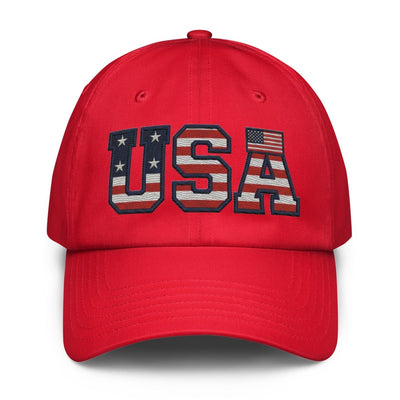 Under Armour® Patriot USA Flag Dad Hat - Red | Performance Moisture - Wicking | Embroidered Americana - EMBROIDERYAmerica First
