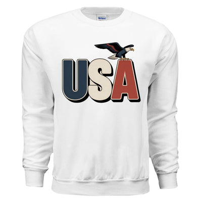 USA Crewneck Sweatshirt - Classic Patriotic Fleece Crew - America First